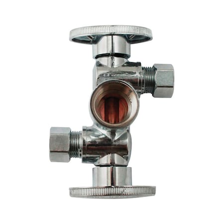 Keeney Mfg Keeney 1/2 in. FIP in. X 3/8 in. Compression Brass Dual Shut-Off Valve K2901DHLF
